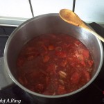 Tomaten Ketchup die Zutaten im Topf